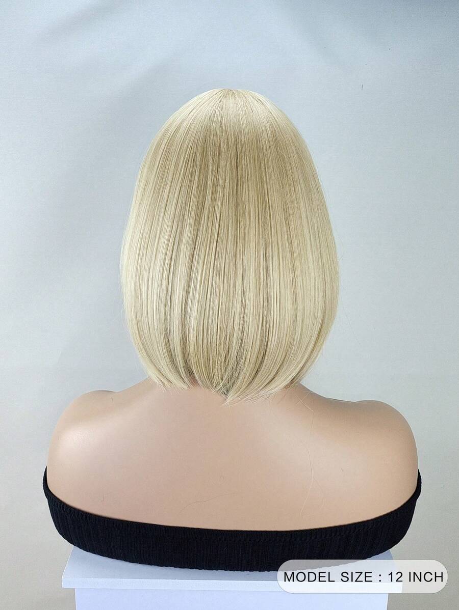 12-Inch Straight Bob Wig with Bangs — Black, Gold or Blonde Ombre