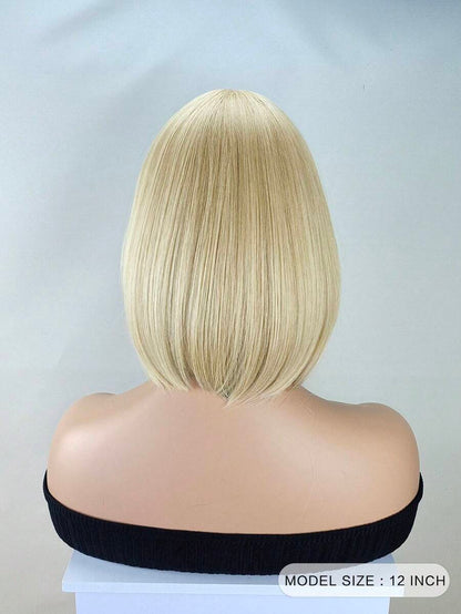 12-Inch Straight Bob Wig with Bangs — Black, Gold or Blonde Ombre