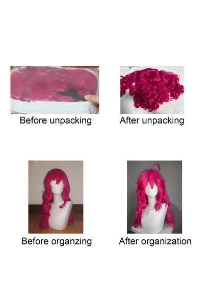 28-Inch Hot Pink Long Curly Twin-Ponytail Synthetic Wig