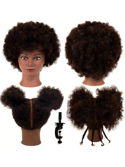 Curly Hair Cosmetology Training Mannequin Head with Clamp Stand