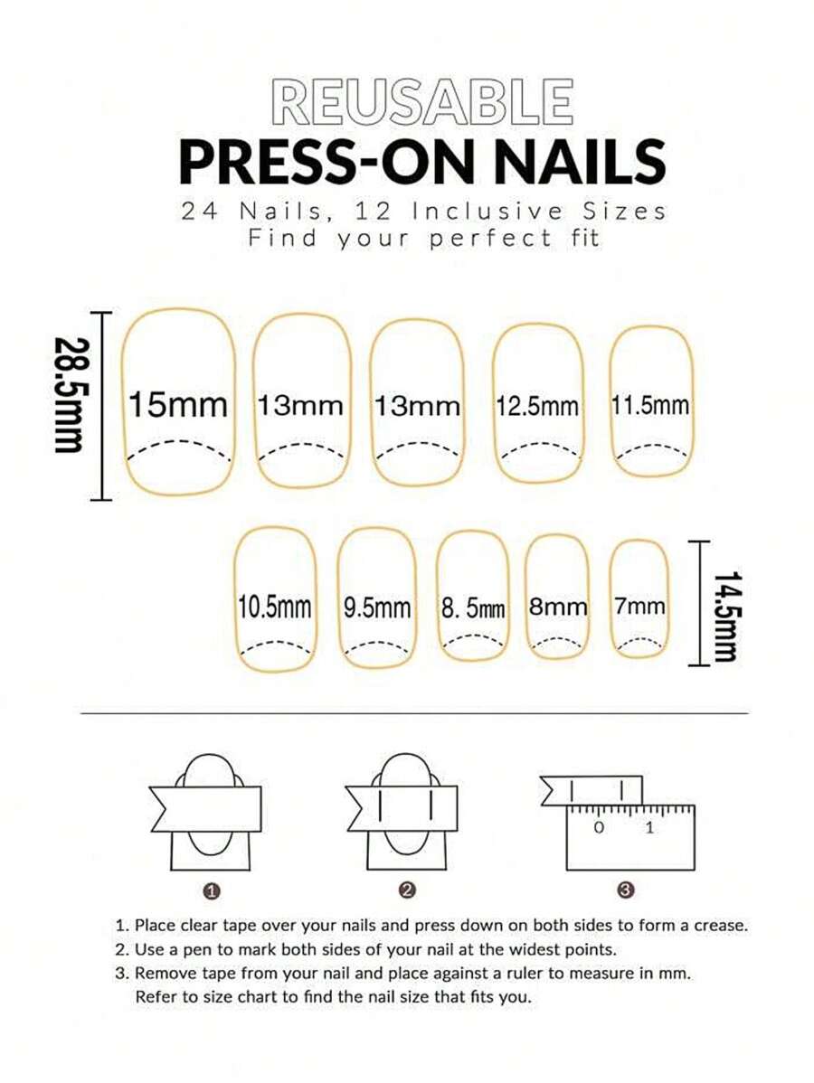 24-Piece Blue Gradient Press-On Nail Set with Rhinestone Accents