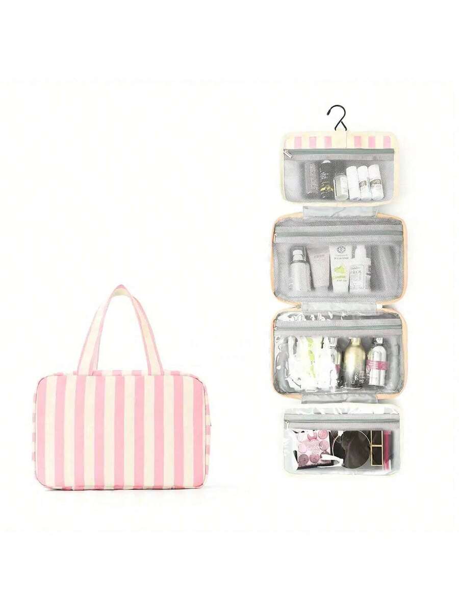 Four-Fold Hanging Toiletry and Makeup Organizer with Hook