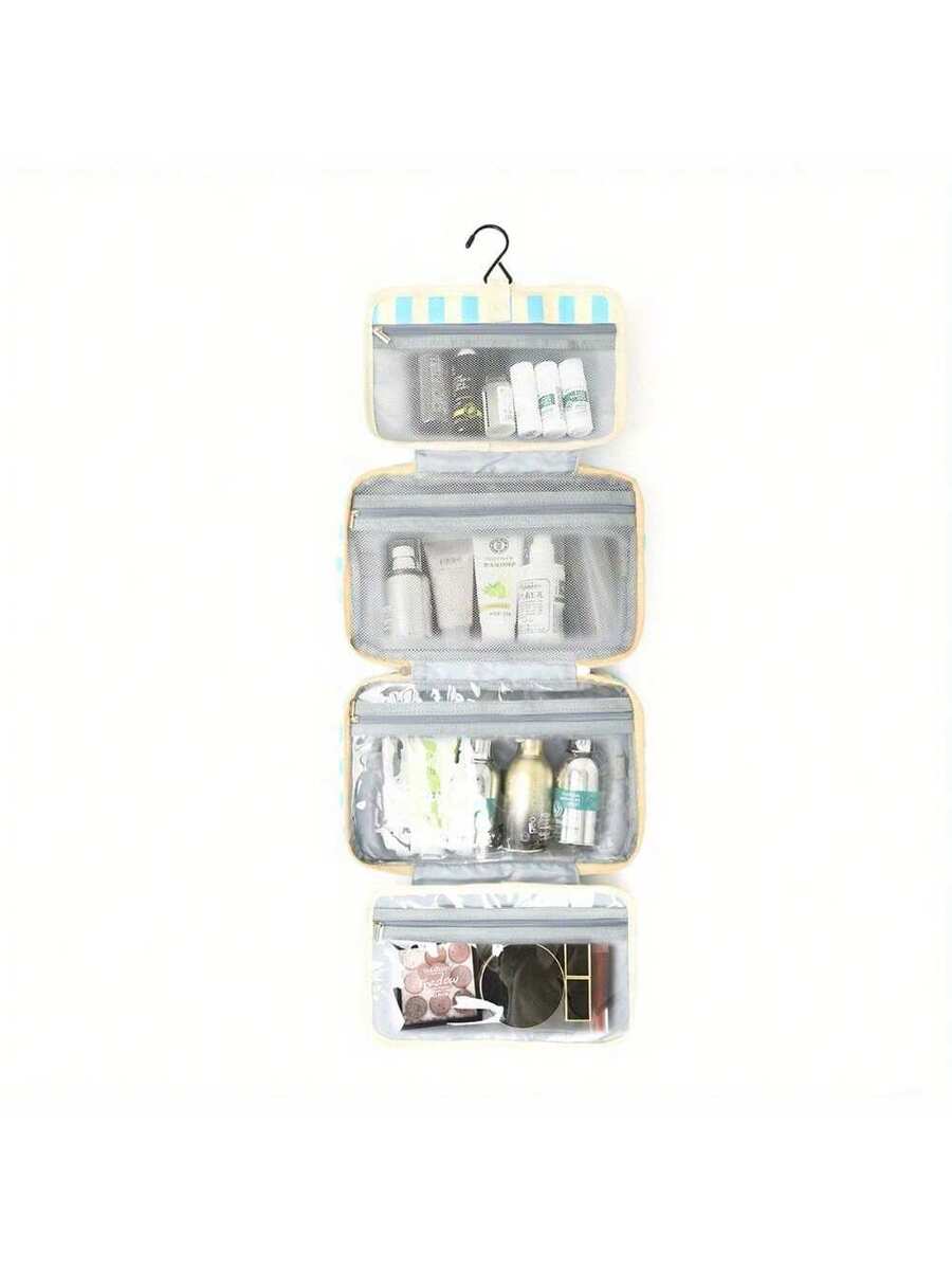 Four-Fold Hanging Toiletry and Makeup Organizer with Hook