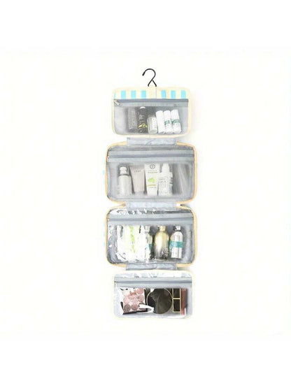 Four-Fold Hanging Toiletry and Makeup Organizer with Hook