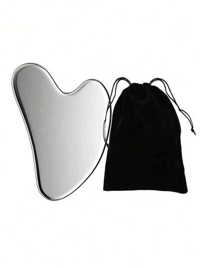 Heart-Shaped Stainless Steel Gua Sha Massage Tool with Optional Storage Pouch