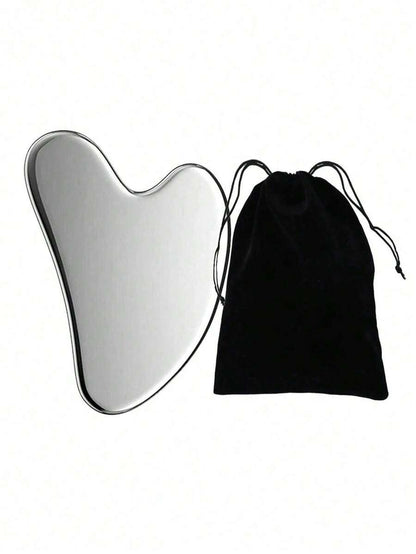 Heart-Shaped Stainless Steel Gua Sha Massage Tool with Optional Storage Pouch