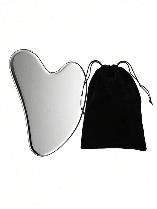 Heart-Shaped Stainless Steel Gua Sha Massage Tool with Optional Storage Pouch