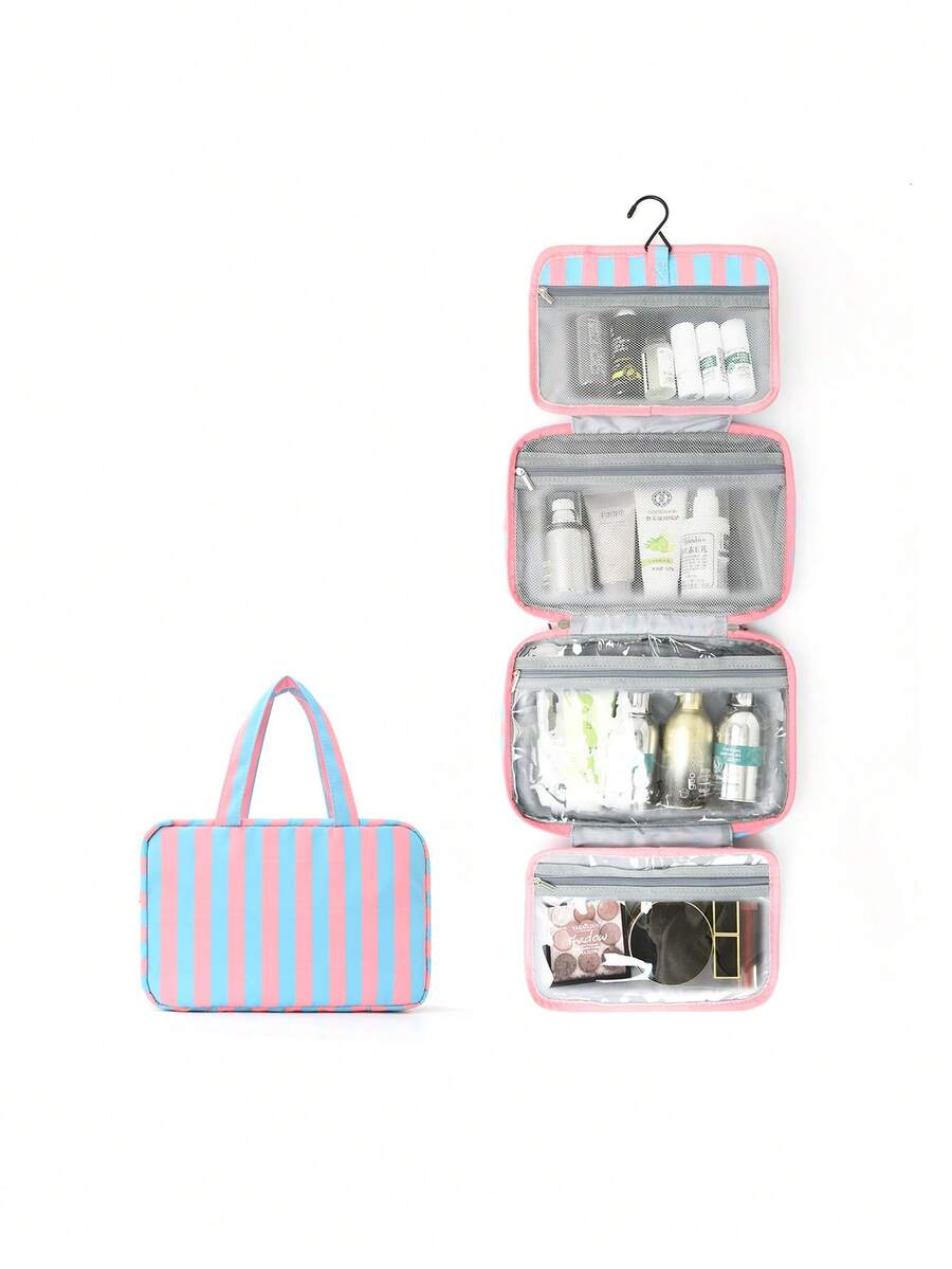 Four-Fold Hanging Toiletry and Makeup Organizer with Hook
