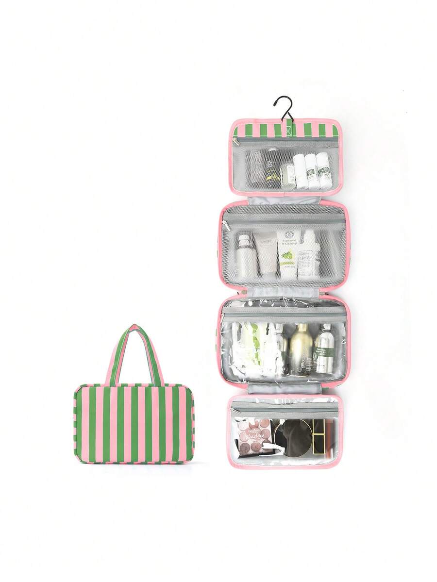 Four-Fold Hanging Toiletry and Makeup Organizer with Hook