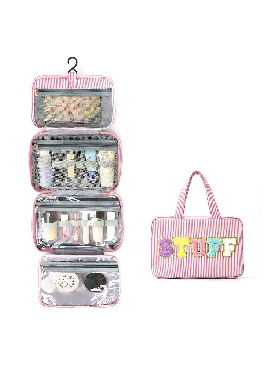 Four-Fold Hanging Toiletry and Makeup Organizer with Hook