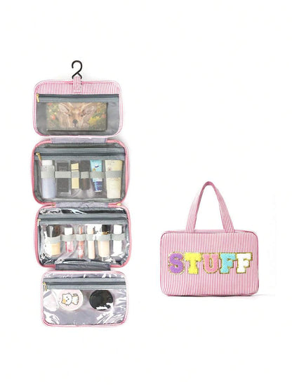 Four-Fold Hanging Toiletry and Makeup Organizer with Hook