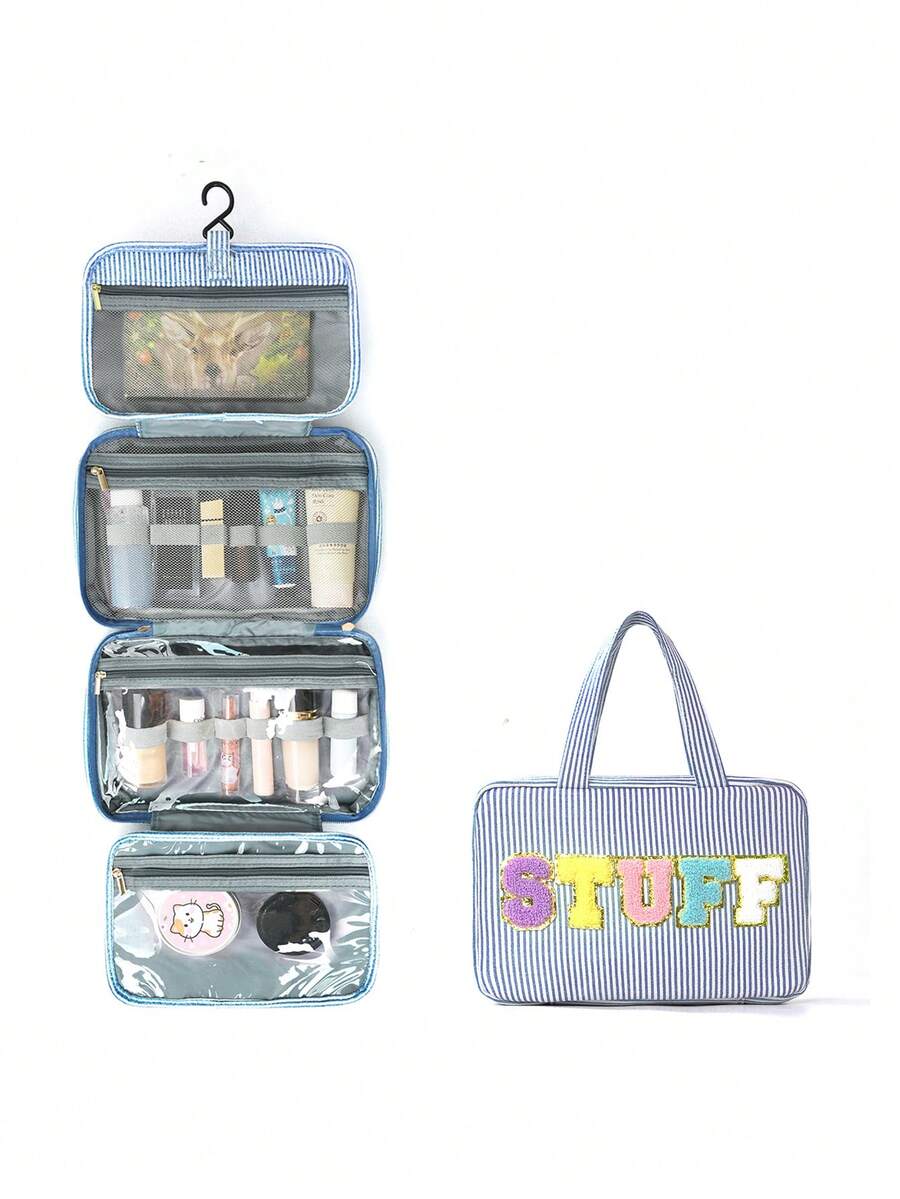 Four-Fold Hanging Toiletry and Makeup Organizer with Hook