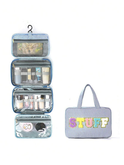 Four-Fold Hanging Toiletry and Makeup Organizer with Hook