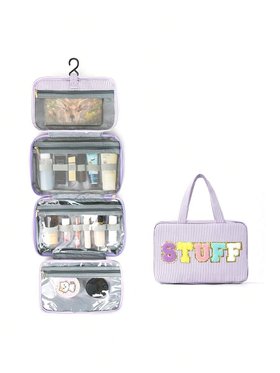 Four-Fold Hanging Toiletry and Makeup Organizer with Hook