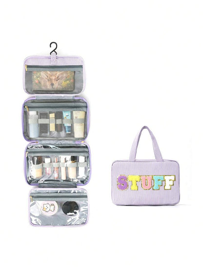 Four-Fold Hanging Toiletry and Makeup Organizer with Hook