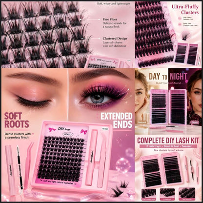Lightweight False Lash Clusters with Bond and Seal Glue
