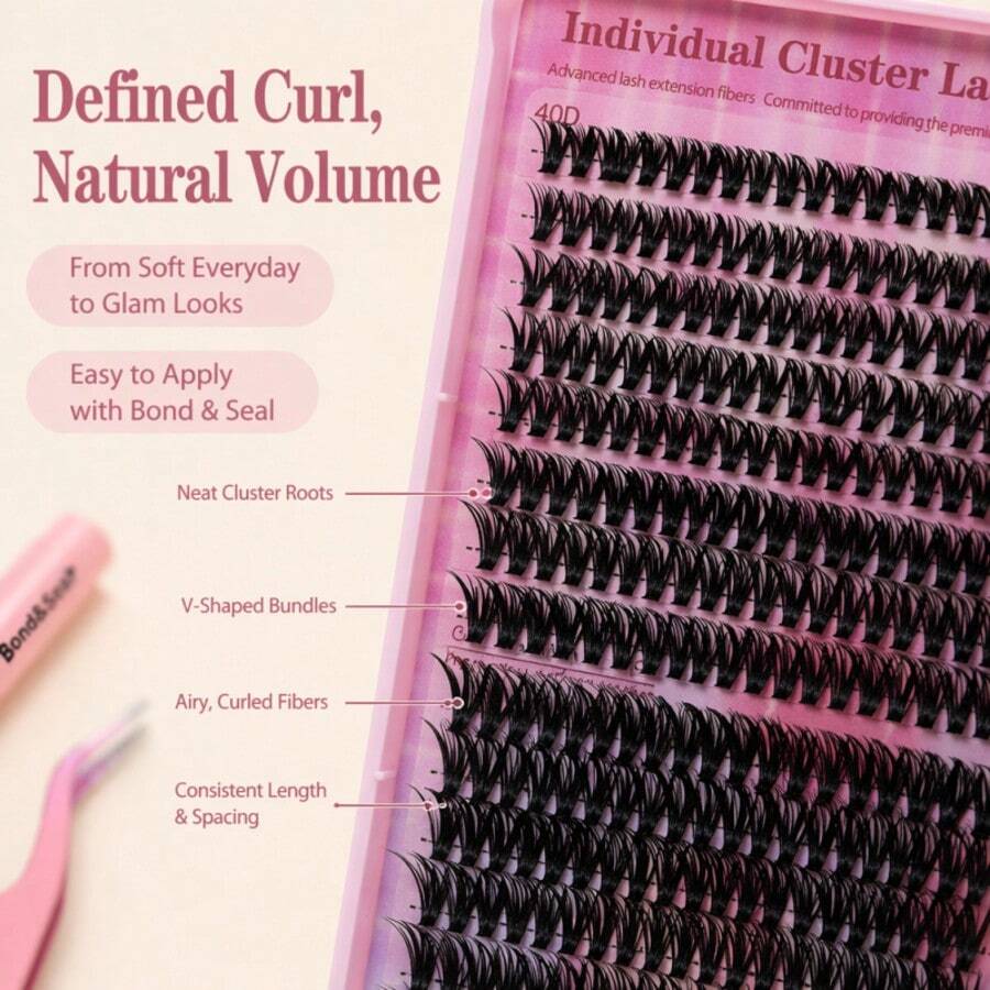 Lightweight False Lash Clusters with Bond and Seal Glue