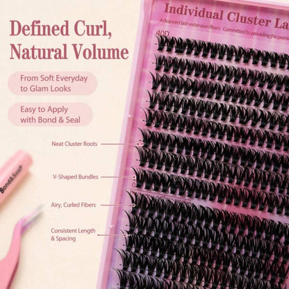 Lightweight False Lash Clusters with Bond and Seal Glue