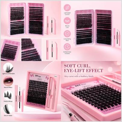 Lightweight False Lash Clusters with Bond and Seal Glue