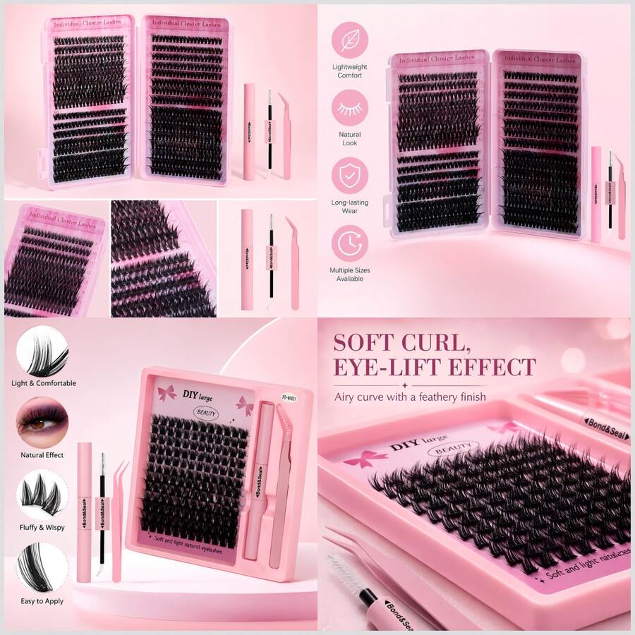 Lightweight False Lash Clusters with Bond and Seal Glue