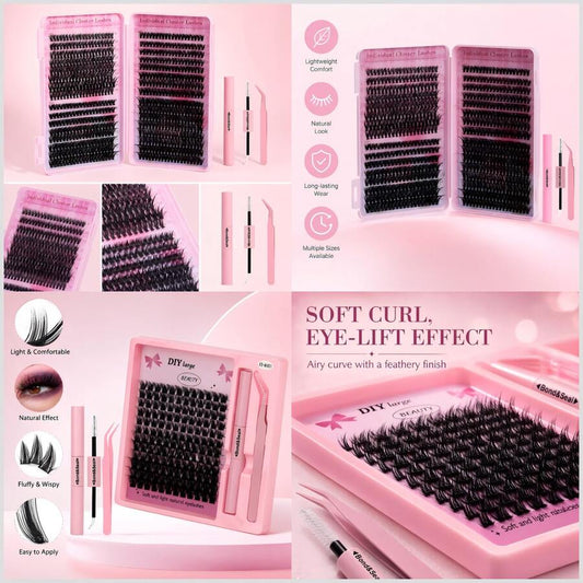 Lightweight False Lash Clusters with Bond and Seal Glue
