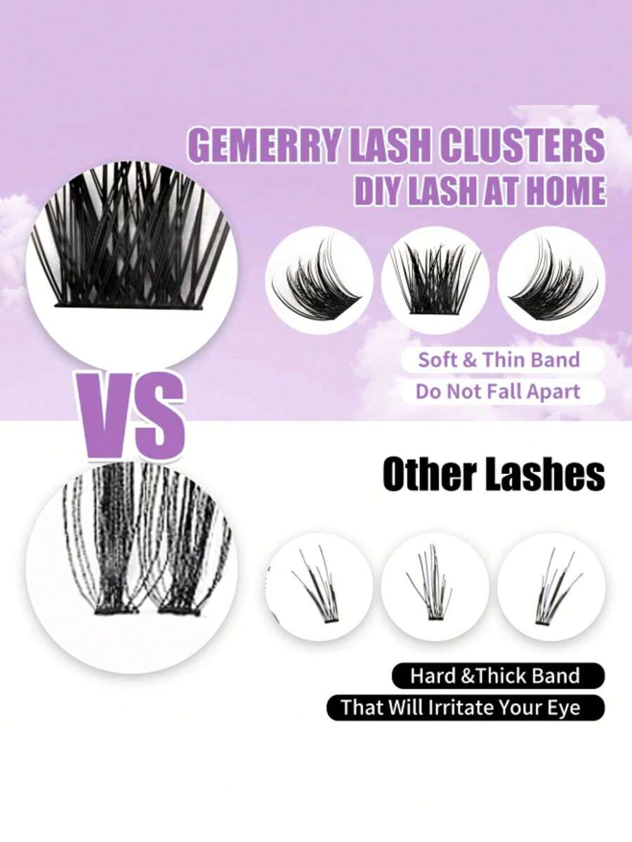 Wispy D-Curl DIY Lash Cluster Kit with Glue, Tweezers and Remover — 584/1168 Pieces