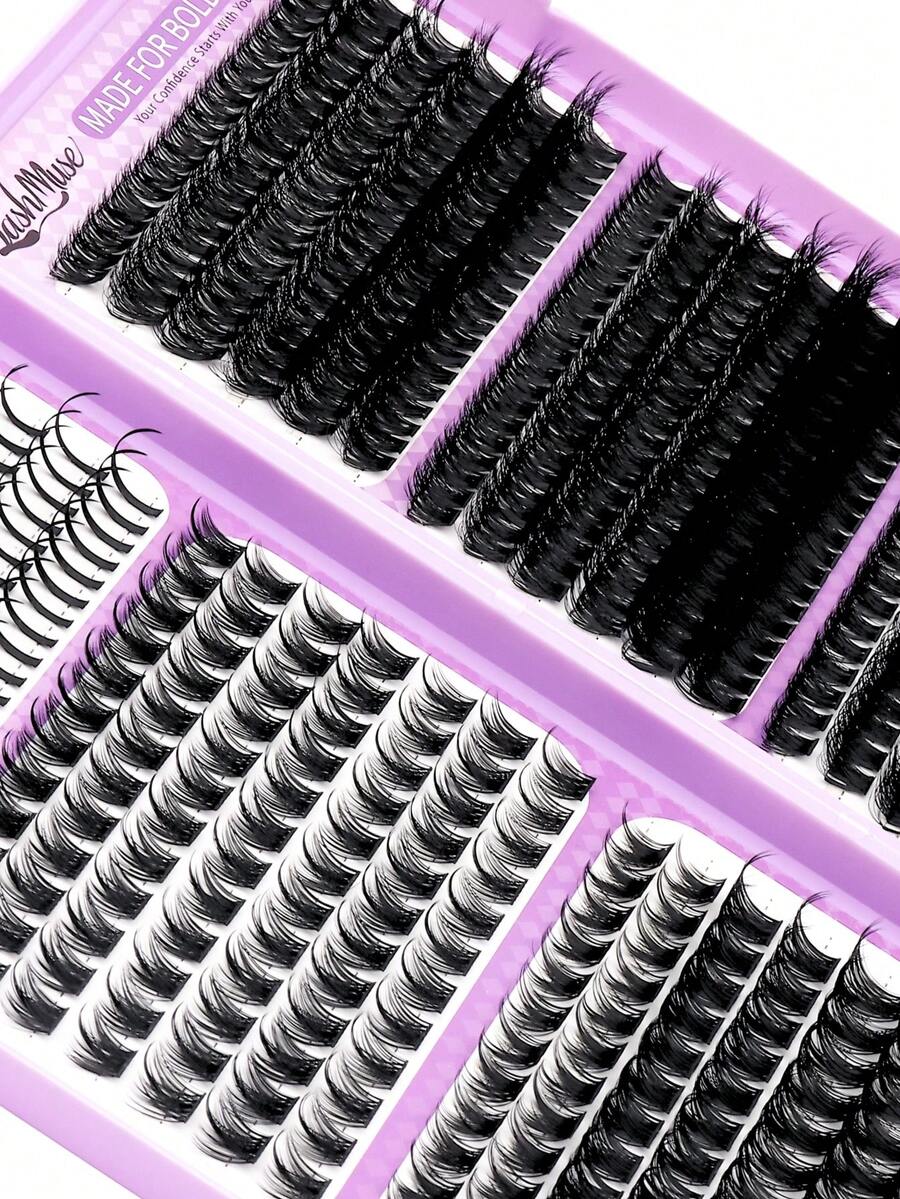 Wispy D-Curl DIY Lash Cluster Kit with Glue, Tweezers and Remover — 584/1168 Pieces