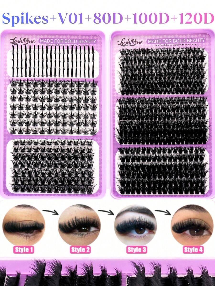 Wispy D-Curl DIY Lash Cluster Kit with Glue, Tweezers and Remover — 584/1168 Pieces