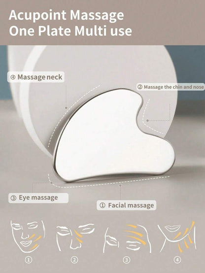 Heart-Shaped Stainless Steel Gua Sha Massage Tool with Optional Storage Pouch