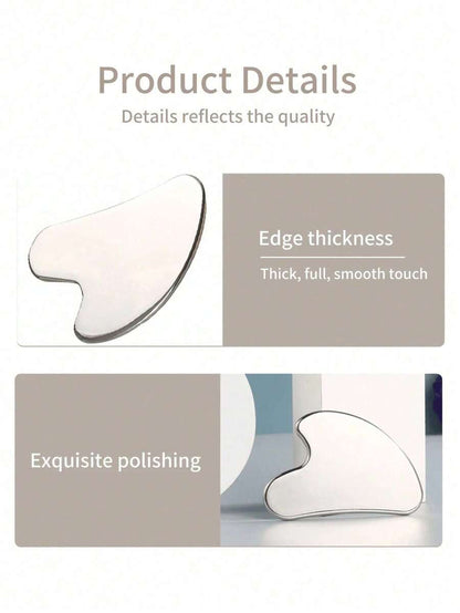 Heart-Shaped Stainless Steel Gua Sha Massage Tool with Optional Storage Pouch